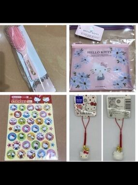 4 Hello Kitty Pink Floral Mini Pouch with Matching Brush & Charms